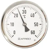 Erik Fćrgemann Termometer Ø100x100mm, 0-120 C - Rust/syrefast udgave, Føler: Ø8 mm bagud, Nøjagtigh.: Kl 1,0