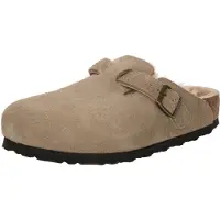 Birkenstock - Hjemmesko - Boston Shearling Leather/Suede Regular Taupe til UnisexUld - Størrelse 41 - Brun