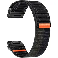INF Nylon urrem til Garmin Fenix 8/567X/pro/Epix 935/965 Black+Grey 22 mm