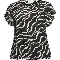 KAFFE CURVE Bluse 'Sonna Stanley' creme / sort