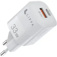 Lippa 33W USB-C PD & USB-A QC GaN Wall Charger - White