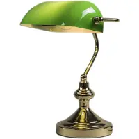 QAZQA Klassisk bordlampe/notarlampe messing med grønt glas - Banker