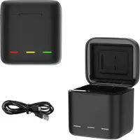 Telesin trippeloplader i boks til GoPro Hero 9 / Hero 10 (GP-BCG-901)