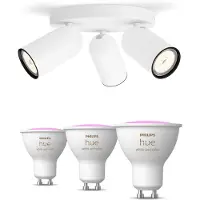 Philips Pongee Med 3 Spots, Hvid + 3 Farvet Gu10 Spots