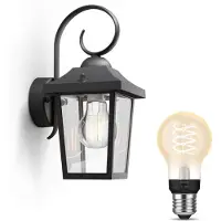 Philips Buzzard Væglampe, Sort + White E27 Filament Pære