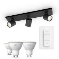 Philips Runner Med 3 Spots, Sort + Dimmer Switch + 3 White Gu10 Spots