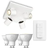 Philips Runner Med 4 Spots, Hvid + Dimmer Switch + 4 White Gu10 Spots
