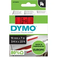 Dymo Tape D1 19 mm, sort på rød