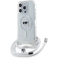 Karl Lagerfeld Crossbody IML Karl Head MagSafe-etui til iPhone 15 Pro Max - gennemsigtig