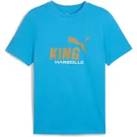 Puma Olympique de Marseille KING Logo Tee Men, Sport, Azure/Gold, XS