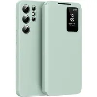 Mtp Products Samsung Galaxy S22 Ultra 5G Smart Clear View Flip etui med kortplads - Lysegrøn