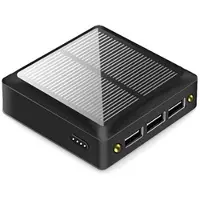 Mtp Products Kompakt Solcelle-Powerbank - 10000mAh, 3xUSB-A - Sort