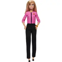 Barbie Careers Doll & Accessories Future Leader med blont hår som bär outfit med 2 gyllene armband och B -stift inkluderar klistermärke för barn