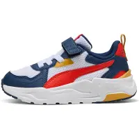 Puma Trinity Lite Sneakers Kids, Shoes, White/Fierce Red/Persian Blue, 31.5