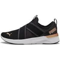 Puma SOFTRIDE Harli Slip-On Running Shoes Women, Sport, Black/White/Gold, 37.5