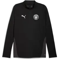 Puma Manchester City Træningstrøje 1/4 Lynlås - Sort/Silver, størrelse Small