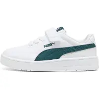 Puma Court Classic Clean Sneakers Kids, Shoes, White/Green Terrain, 28.5