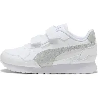Puma ST Runner v4 Glitter Sneakers Kids, Shoes, White/Silver/Cool Light Gray, 28.5
