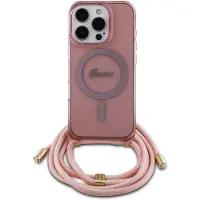 GUESS Crossbody Cord Script MagSafe-etui til iPhone 16 Pro - Pink