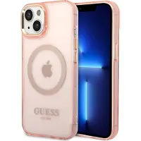 GUESS GUHMP14SHTCMP iPhone 14 6,1" pink/pink hard case Gold Outline Translucent MagSafe