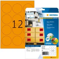 Herma Special - Papir - mat - permanent selvklæbende - lysende orange - 60 mm rund 240 etikette(r) (20 ark x 12) fluorescens-etiketter