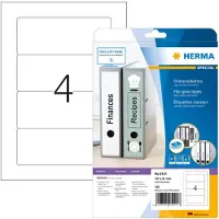 Herma Special - Papir - mat - permanent selvklæbende - hvid - 157 x 61 mm 100 etikette(r) (25 ark x 4) uigennemsigtige mappemærkater