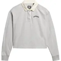 Superdry Superdrytil kvinder. W2012352A Rugby polo shirt hvid (M), Casual, Grå, Bomuld, Lange ærmer