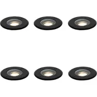 QAZQA Sæt med 6 Moderne Udendørs Jordspots Sorte 35 mm Justerbare IP65 - Delux