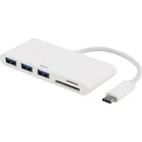 Deltaco USB 3.1 Gen 1 hub USB-C 3USB A SD/micro USB hub - 3 ports - Hvid