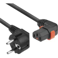 IEC LOCK strømkabel CEE 7/7 han (vinkel) - C13 IEC-lås (højrevinkel) sort 2 m EL450S (AK5262)