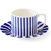 Spode Steccato temug 29 cl og underkop Ø15,5 cm Blå-hvid