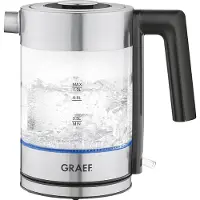 Graef WK300, 1 L, 2000 W, Black, Stainless steel, Transparent, Glass, Water level indicator, Overheat protection