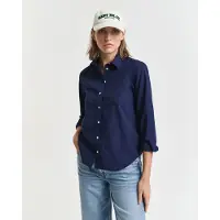 Gant Ganttil kvinder. 4300348 Klassisk Regular Fit skjorte i marineblå poplin (36), Casual, Bomuld, Lange ærmer