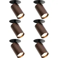 QAZQA Sæt med 6 moderne indbygningsspots mørk bronze GU10 50mm - Chels