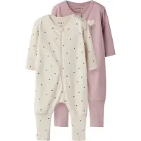 Name it Natdragt - 2-pak - Noos - NbfNightsuit - Summer Sand/W/D - - 62 - Natdragt