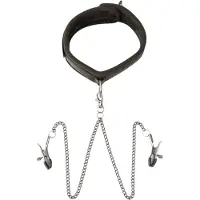 Sei mio Twin Tweaks Velvet Collar With Nipple Clamps