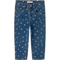 Name it Jeans - Noos - Mom - NmfBella - Denim Blue/Hearts - - 5 år (110) - Jeans
