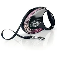 Flexi Glam Composition sele snor, sort - Størrelse M: op til 20 kg (5 m)