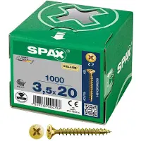 Spax Yellox Z2 3.5x20 Mm Forsænket Skrue Med Krydskærv 1000 Enheder