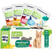 Animal Island wolowina/kylling/indyk/biala ryba i filecie MIX - vådkost til katte 40x85g