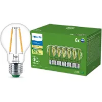 Philips LED pære Ultra Efficient A60 2,3W/827 (40W) Klar 6-pak E27
