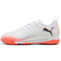 Puma FUTURE 8 PLAY TT Mid Football Boots Youth, Shoes, White/Black/Glowing Red, 34