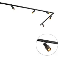 QAZQA Moderne skinnesystem med 5 spots sort med mørk bronze 1-faset - Iconic Kohua