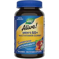 Nature'S Way , Alive! Mænd 50+ Multivitamin Gummy, Fruit Flavors, 60 Gummies