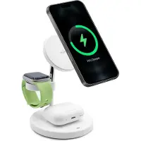 Puro Mag Station 3-i-1 trådløs oplader med stativ - MagSafe-kompatibel - 15W - Hvid