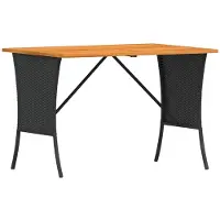 vidaXL havebord med top i akacietræ 105x75x72 cm polyrattan sort