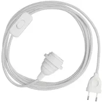Creative Cables Snakebis E27 Lampeskærm-kabelsæt Med Lampeholder. Farvet Stofkabel Og 2-benet Stik 1.8 M
