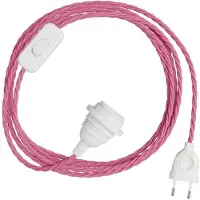Creative Cables Snakebis Twisted E27 Lampeskærm-kabelsæt Med Lampesokkel. Stofbetrukket Kabel Og Stikprop Med To Ben 3 M