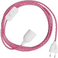 Creative Cables Snakebis Twisted E27 Kabelsæt Med Lampesokkel. Stofbetrukket Kabel Og 2-benet Stik 1.8 M