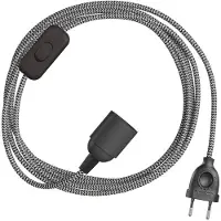 Creative Cables Snakebis Zig-zag E27 Kabelsæt Med Lampesokkel. Sikksak-stofledning Og 2-benet Stik 1.8 M
